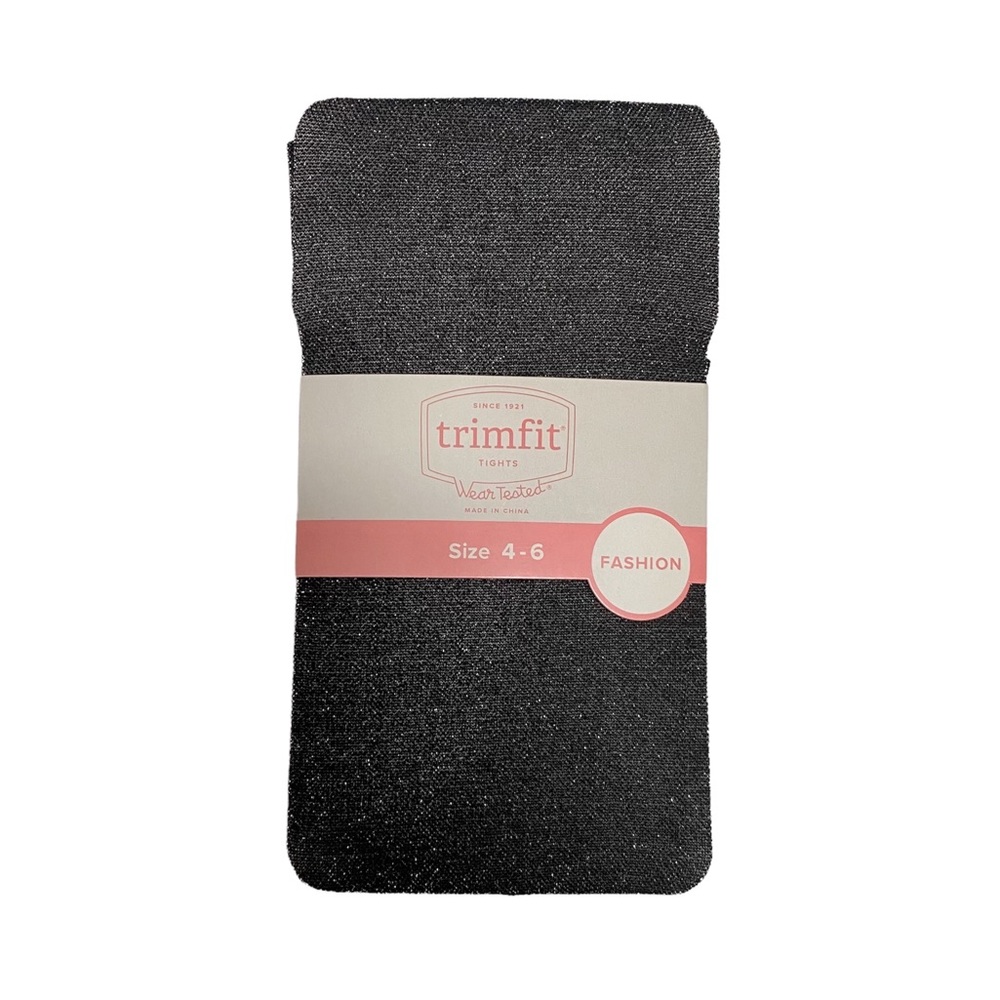 Trimfit Tights, Black w/ Silver Glitter, Size 4-6, NWT